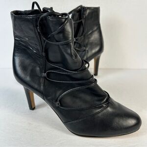 Vince Camuto Black Heeled Boots with Lacing 6.5